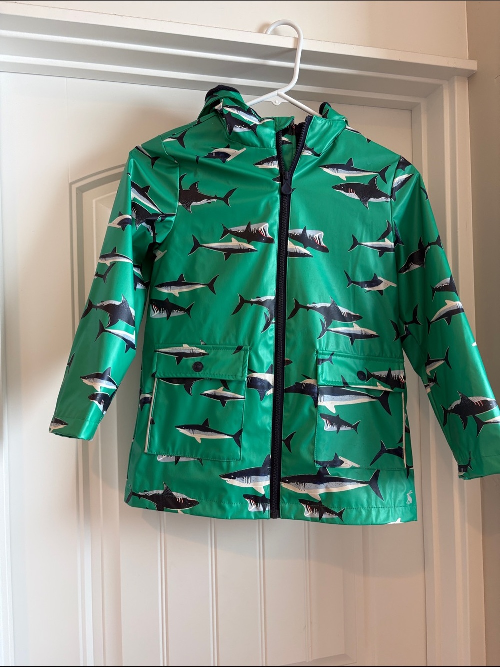 Kids Green Shark-Print Rain Jacket